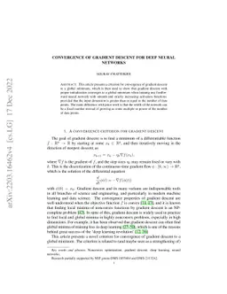Convergence of gradient descent for deep neural networks