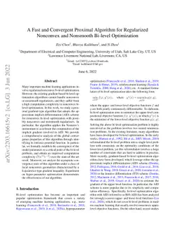 A Fast and Convergent Proximal Algorithm for Regularized Nonconvex and
  Nonsmooth Bi-level Optimization
