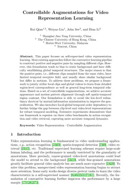 Controllable Augmentations for Video Representation Learning
