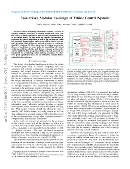 Task-driven Modular Co-design of Vehicle Control Systems