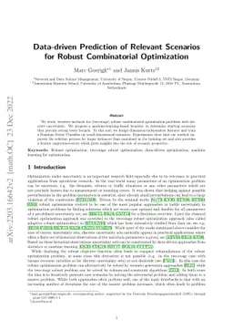 Data-driven Prediction of Relevant Scenarios for Robust Combinatorial
  Optimization