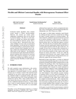 Flexible and Efficient Contextual Bandits with Heterogeneous Treatment
  Effect Oracles