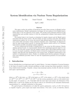 System Identification via Nuclear Norm Regularization
