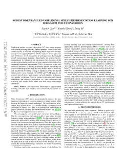 Robust Disentangled Variational Speech Representation Learning for
  Zero-shot Voice Conversion