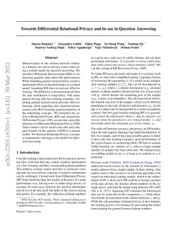 Towards Differential Relational Privacy and its use in Question
  Answering