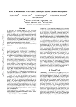 MMER: Multimodal Multi-task Learning for Speech Emotion Recognition