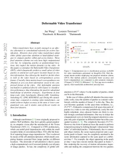 Deformable Video Transformer
