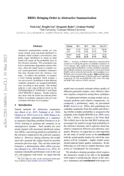 BRIO: Bringing Order to Abstractive Summarization