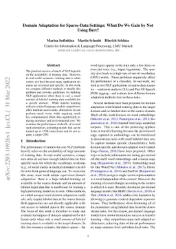 Domain Adaptation for Sparse-Data Settings: What Do We Gain by Not Using
  Bert?