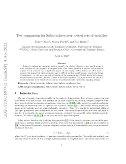 Test comparison for Sobol Indices over nested sets of variables