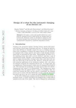 Design of a robot for the automatic charging of an electric car