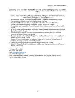 Measuring hand use in the home after cervical spinal cord injury using
  egocentric video