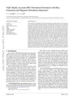VQF: Highly Accurate IMU Orientation Estimation with Bias Estimation and
  Magnetic Disturbance Rejection
