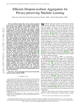 Efficient Dropout-resilient Aggregation for Privacy-preserving Machine
  Learning