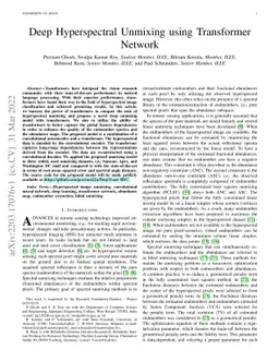 Deep Hyperspectral Unmixing using Transformer Network