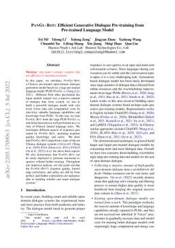 PanGu-Bot: Efficient Generative Dialogue Pre-training from Pre-trained
  Language Model