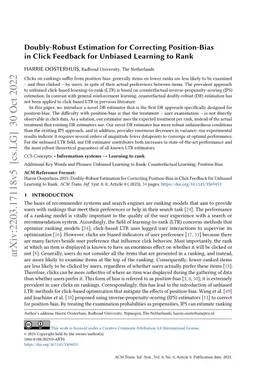 Doubly-Robust Estimation for Correcting Position-Bias in Click Feedback
  for Unbiased Learning to Rank