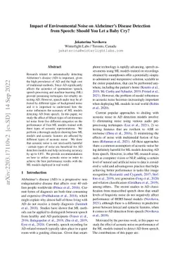 Impact of Environmental Noise on Alzheimer's Disease Detection from
  Speech: Should You Let a Baby Cry?
