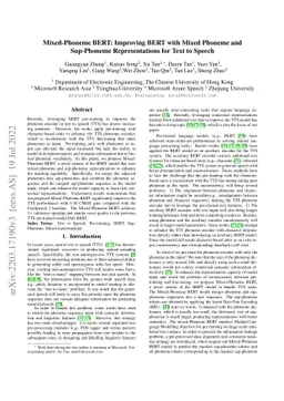 Mixed-Phoneme BERT: Improving BERT with Mixed Phoneme and Sup-Phoneme
  Representations for Text to Speech