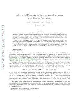 Adversarial Examples in Random Neural Networks with General Activations