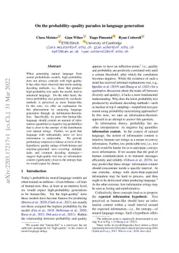 On the probability-quality paradox in language generation