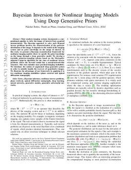 Bayesian Inversion for Nonlinear Imaging Models using Deep Generative
  Priors