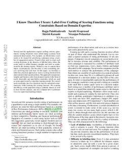 I Know Therefore I Score: Label-Free Crafting of Scoring Functions using Constraints Based on Domain Expertise