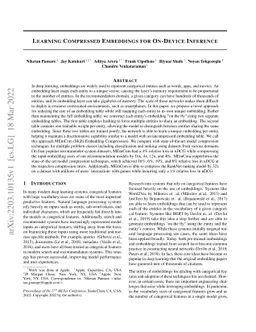 Learning Compressed Embeddings for On-Device Inference
