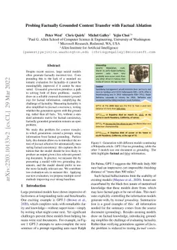 Probing Factually Grounded Content Transfer with Factual Ablation