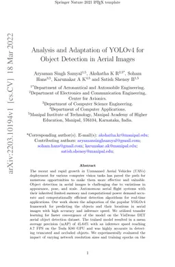 Analysis and Adaptation of YOLOv4 for Object Detection in Aerial Images