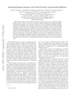 Emulating Quantum Dynamics with Neural Networks via Knowledge
  Distillation
