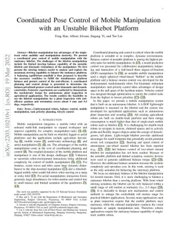 Coordinated Pose Control of Mobile Manipulation with an Unstable Bikebot
  Platform