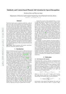 Similarity and Content-based Phonetic Self Attention for Speech
  Recognition