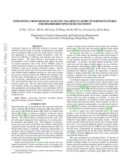 Exploiting Cross Domain Acoustic-to-articulatory Inverted Features For
  Disordered Speech Recognition