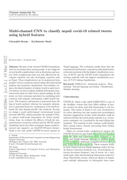 Multi-channel CNN to classify nepali covid-19 related tweets using
  hybrid features