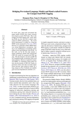 Bridging Pre-trained Language Models and Hand-crafted Features for
  Unsupervised POS Tagging