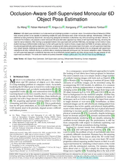 Occlusion-Aware Self-Supervised Monocular 6D Object Pose Estimation