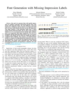 Font Generation with Missing Impression Labels