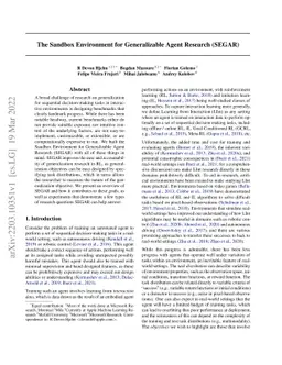 The Sandbox Environment for Generalizable Agent Research (SEGAR)