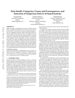 Data Smells: Categories, Causes and Consequences, and Detection of
  Suspicious Data in AI-based Systems