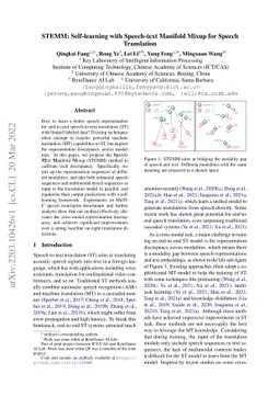 STEMM: Self-learning with Speech-text Manifold Mixup for Speech
  Translation