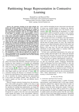 Partitioning Image Representation in Contrastive Learning