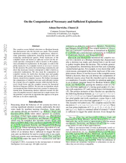 On the Computation of Necessary and Sufficient Explanations