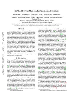 ECAPA-TDNN for Multi-speaker Text-to-speech Synthesis