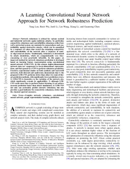 A Learning Convolutional Neural Network Approach for Network Robustness
  Prediction