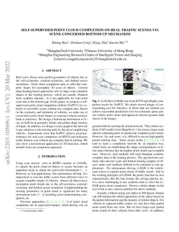 Self-supervised Point Cloud Completion on Real Traffic Scenes via
  Scene-concerned Bottom-up Mechanism