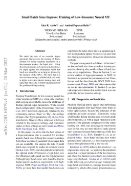 Small Batch Sizes Improve Training of Low-Resource Neural MT