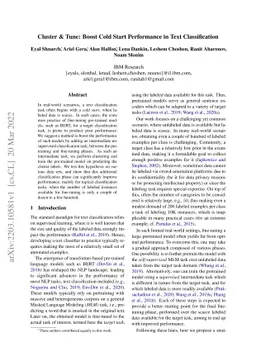 Cluster & Tune: Boost Cold Start Performance in Text Classification