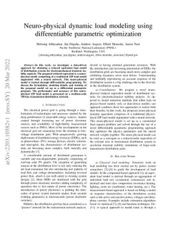 Neuro-physical dynamic load modeling using differentiable parametric
  optimization