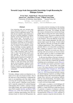 Towards Large-Scale Interpretable Knowledge Graph Reasoning for Dialogue
  Systems